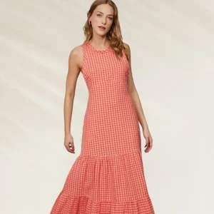 Vestido Estampa Vichy Coral