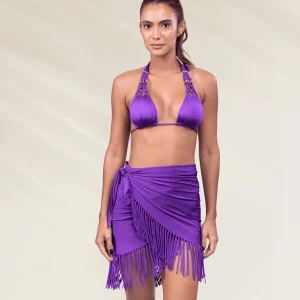 Pareo com Franjas Roxo Vibrante