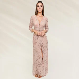 Kimono Renda Floral com Manga 3/4