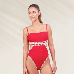 Fato de Banho Texturado Vermelho