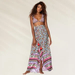 Saia Longa Floral Convertível em Vestido