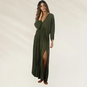 Vestido Verde Selva de Manga Comprida